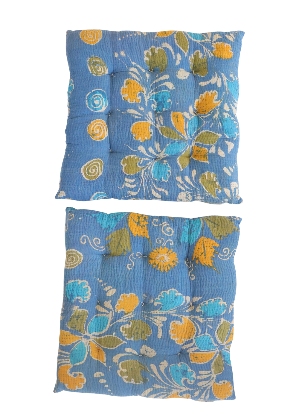 Pair Of Kantha Seat Pads - Pair No 323