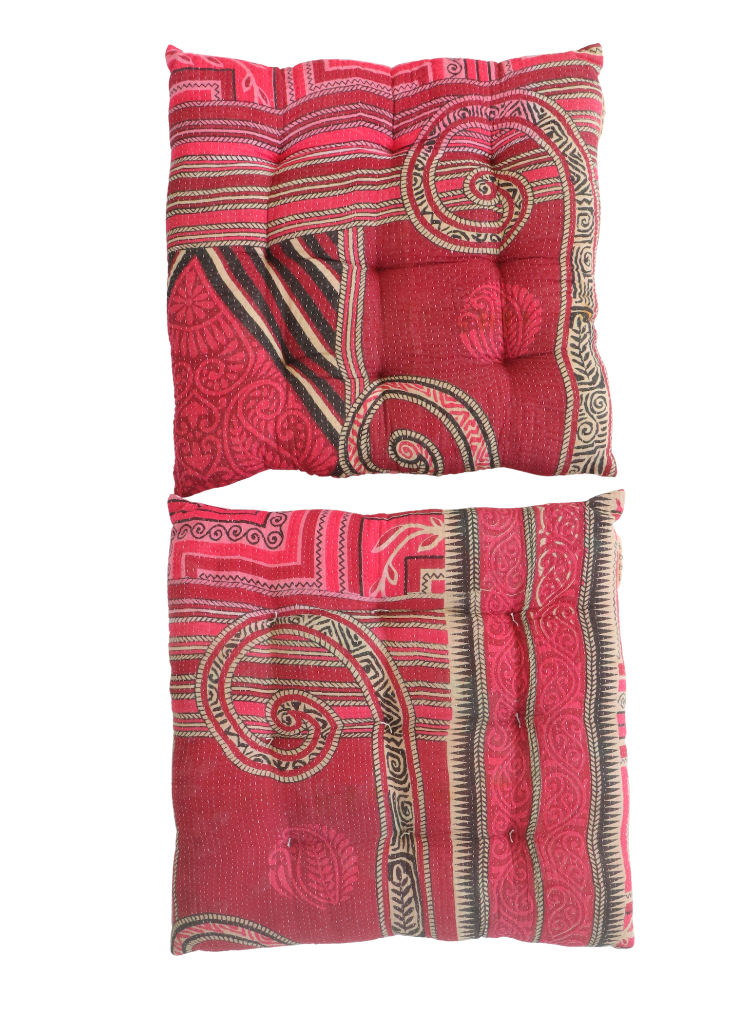 Pair Of Kantha Seat Pads - Pair No 313