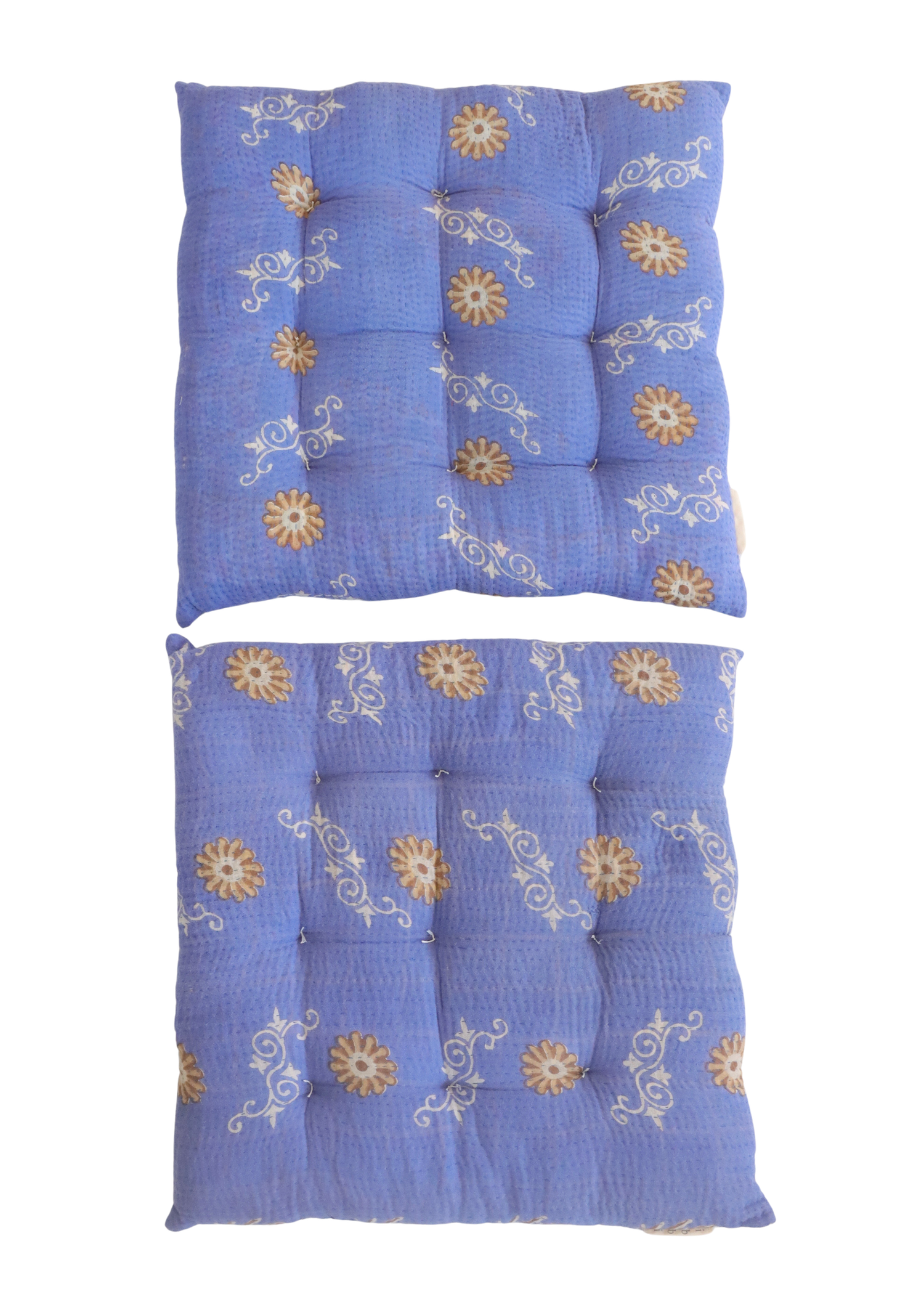 Pair Of Kantha Seat Pads - Pair No 314