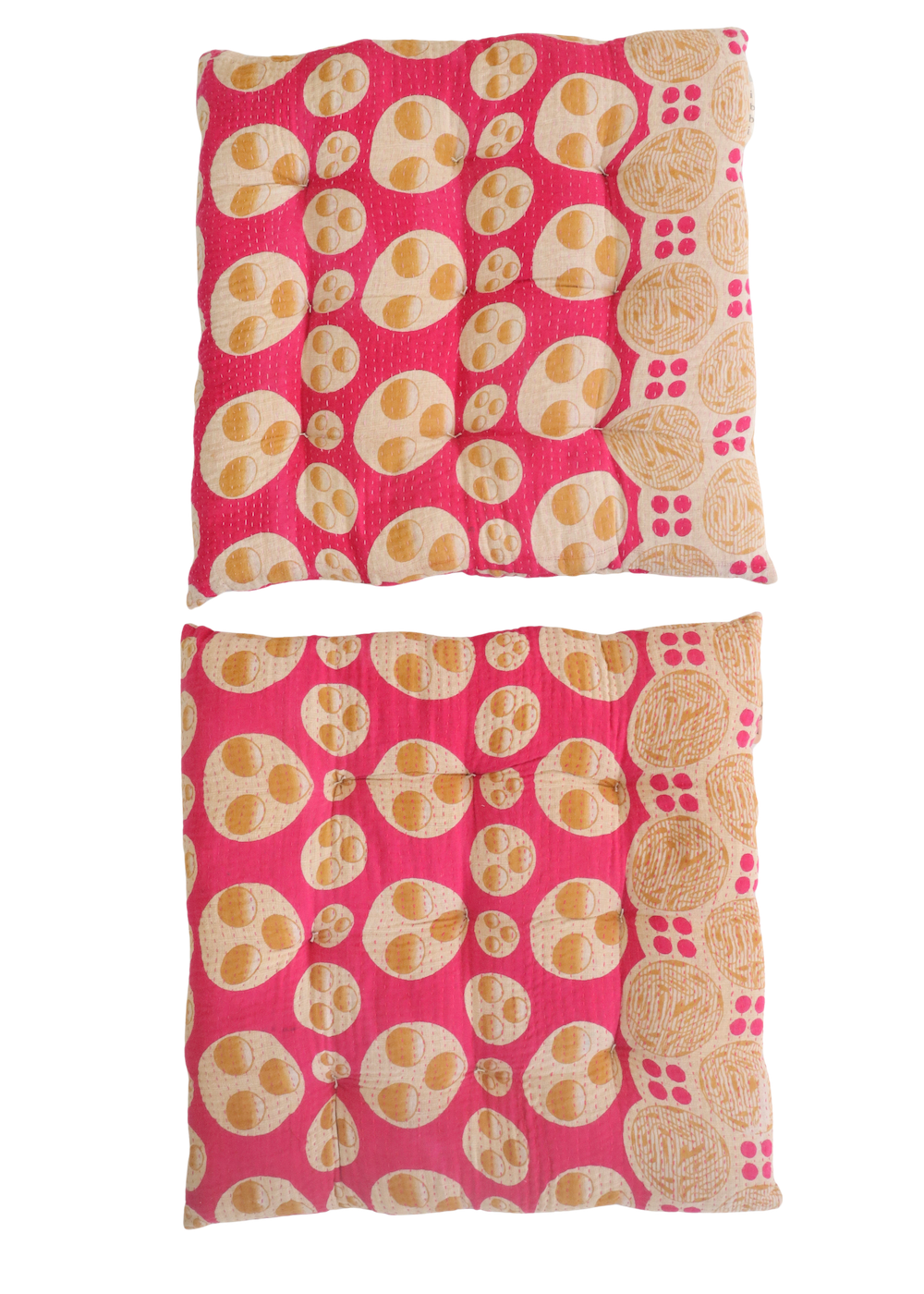 Pair Of Kantha Seat Pads - Pair No 328