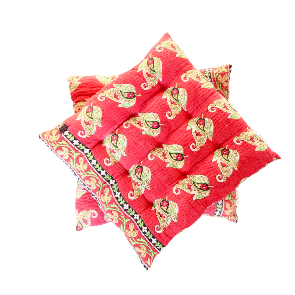 Pair of Kantha Seat Pads - Pair No. 87