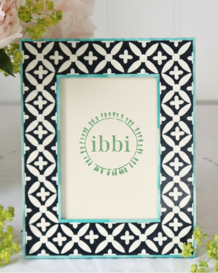 Photo Frame - Navy Cross With Turquoise