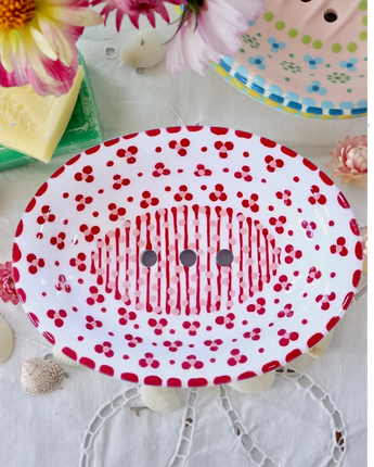 Soap Dish White & Red