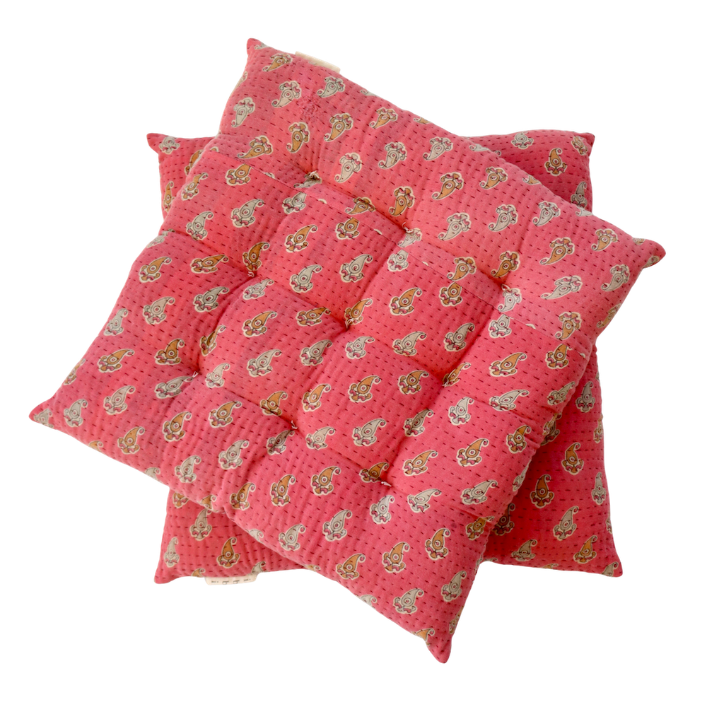 Pair of Kantha Seat Pads - Pair No. 97