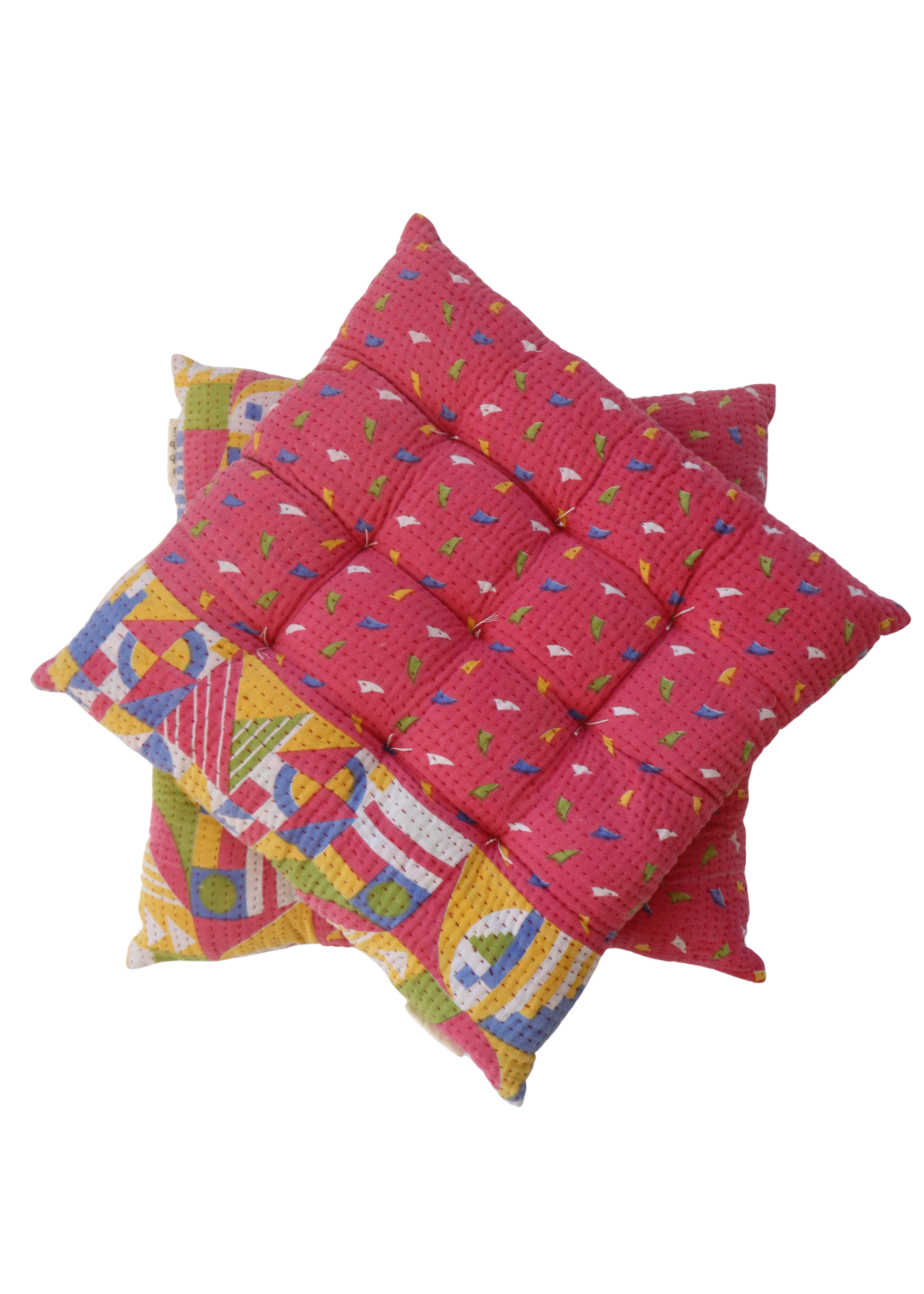 Pair Of Kantha Seat Pads- Pair No 600