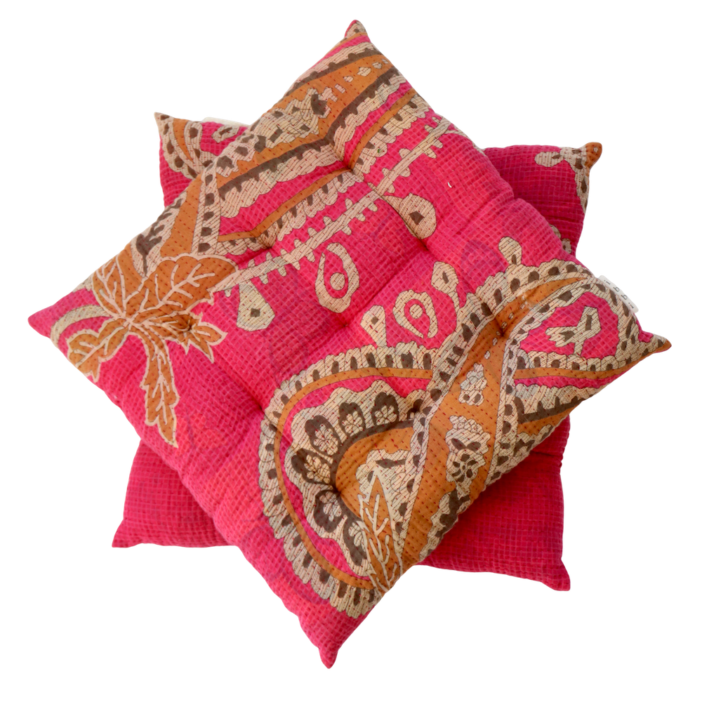 Pair of Kantha Seat Pads - Pair No. 90