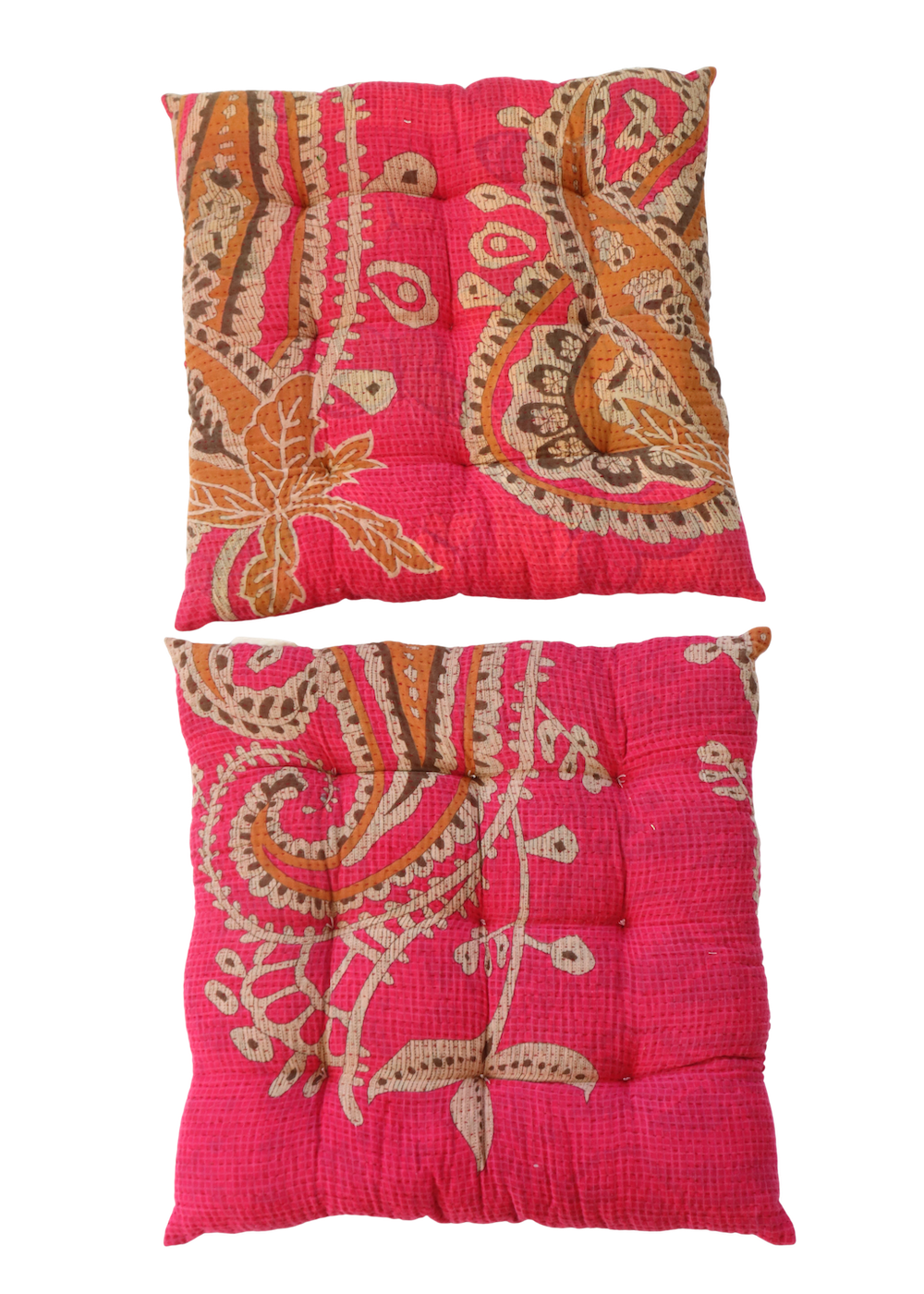 Pair of Kantha Seat Pads - Pair No. 90