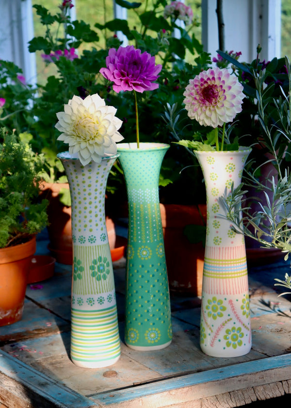 Tall Twisty Vase  - Teal