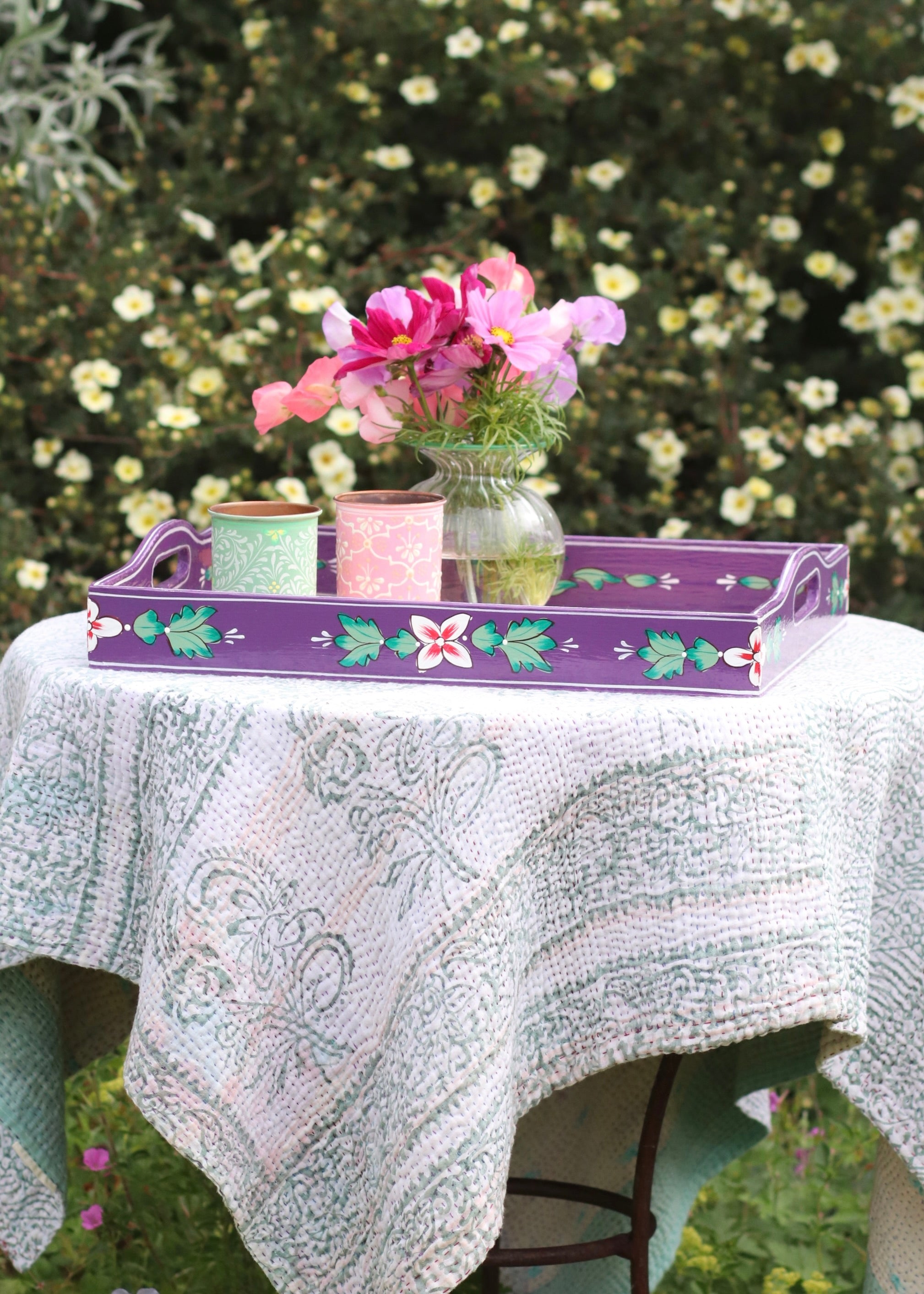 Hand Painted Purple Tray