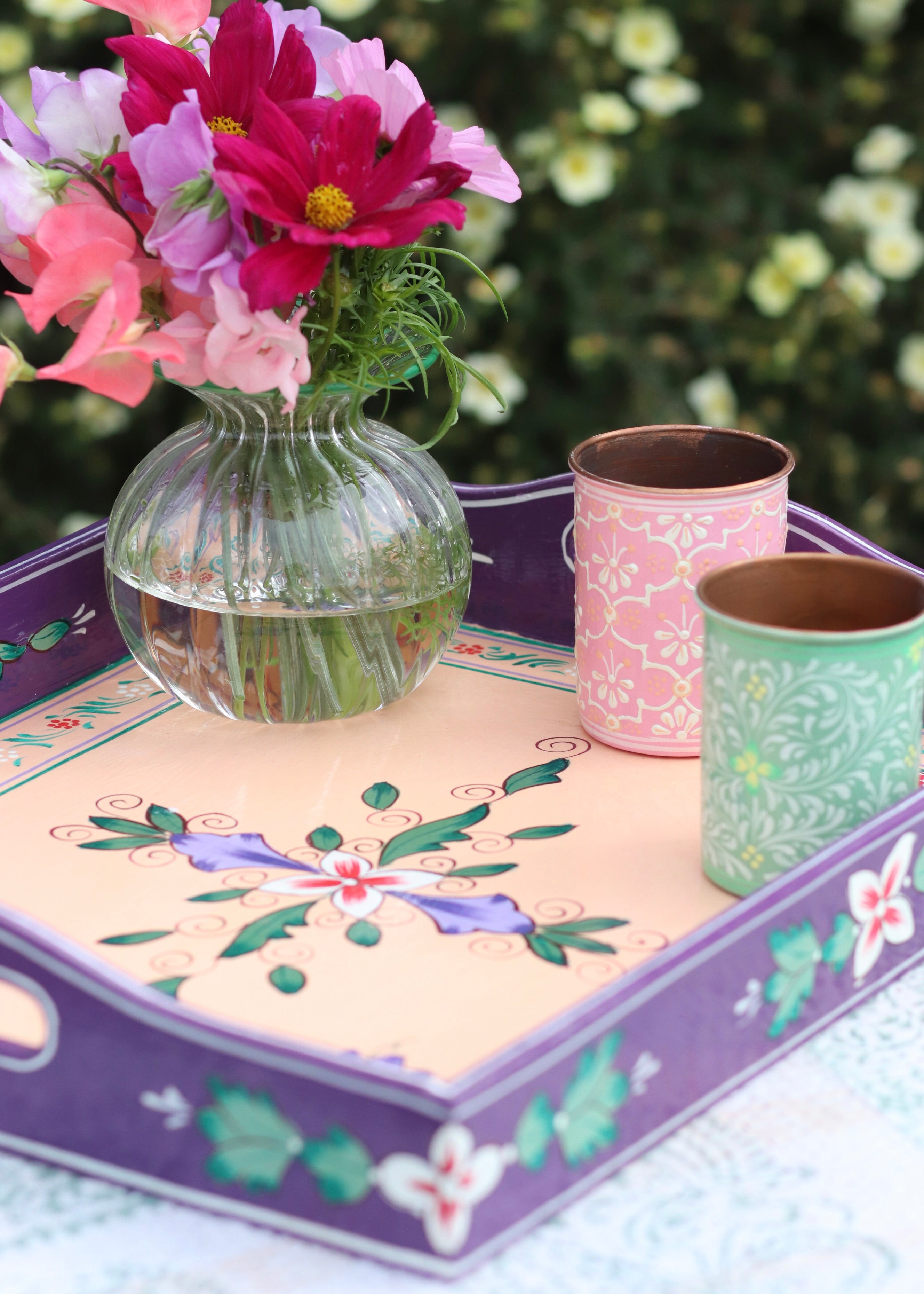 Hand Painted Purple Tray