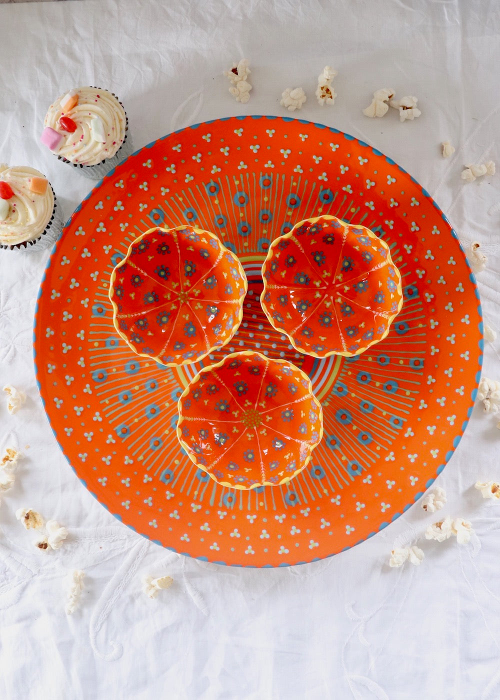 Round Platter & Ramekin Set - Orange