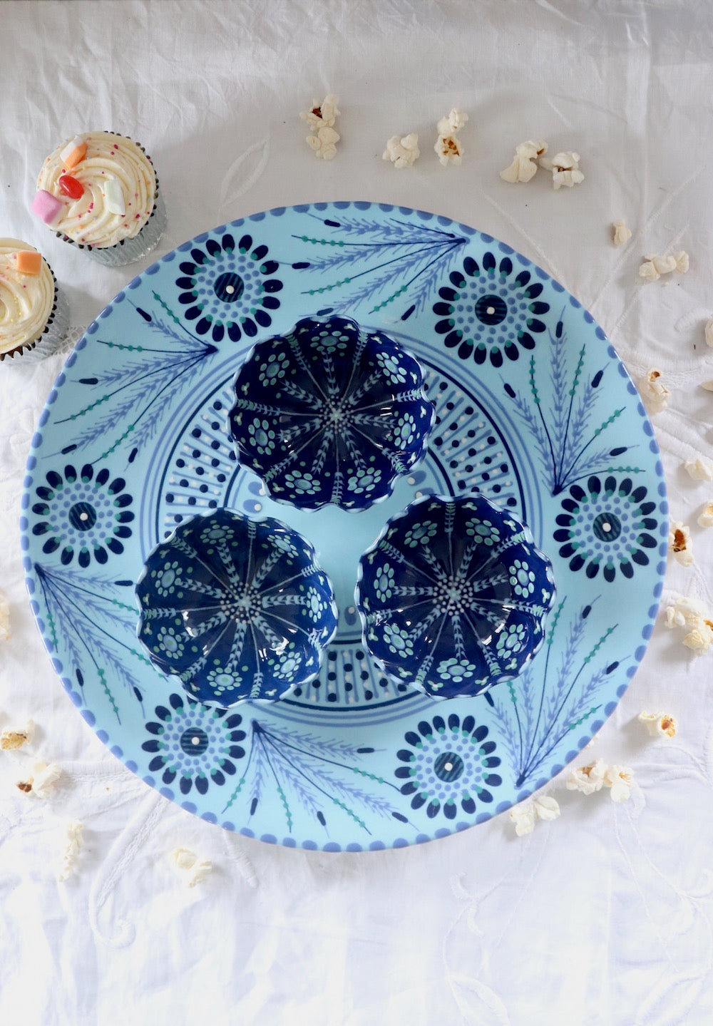 Round Platter & Ramekin Set - Pale Blue