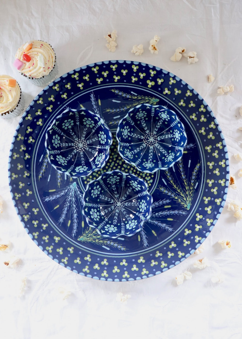 Round Platter & Ramekin Set - Midnight Blue