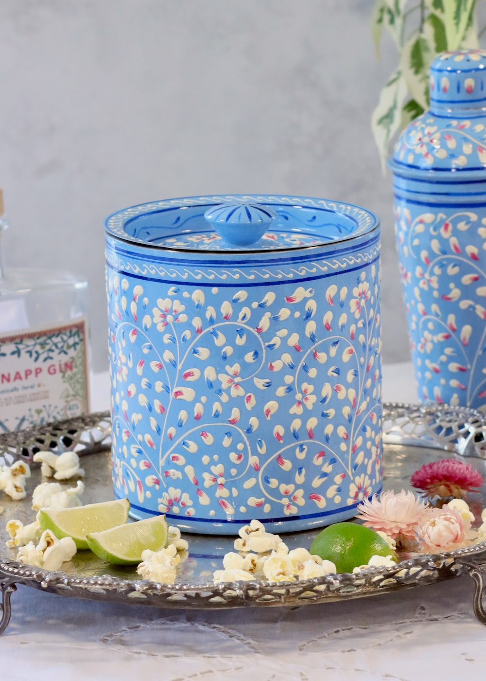 Ice Bucket - Pale Blue Leaf