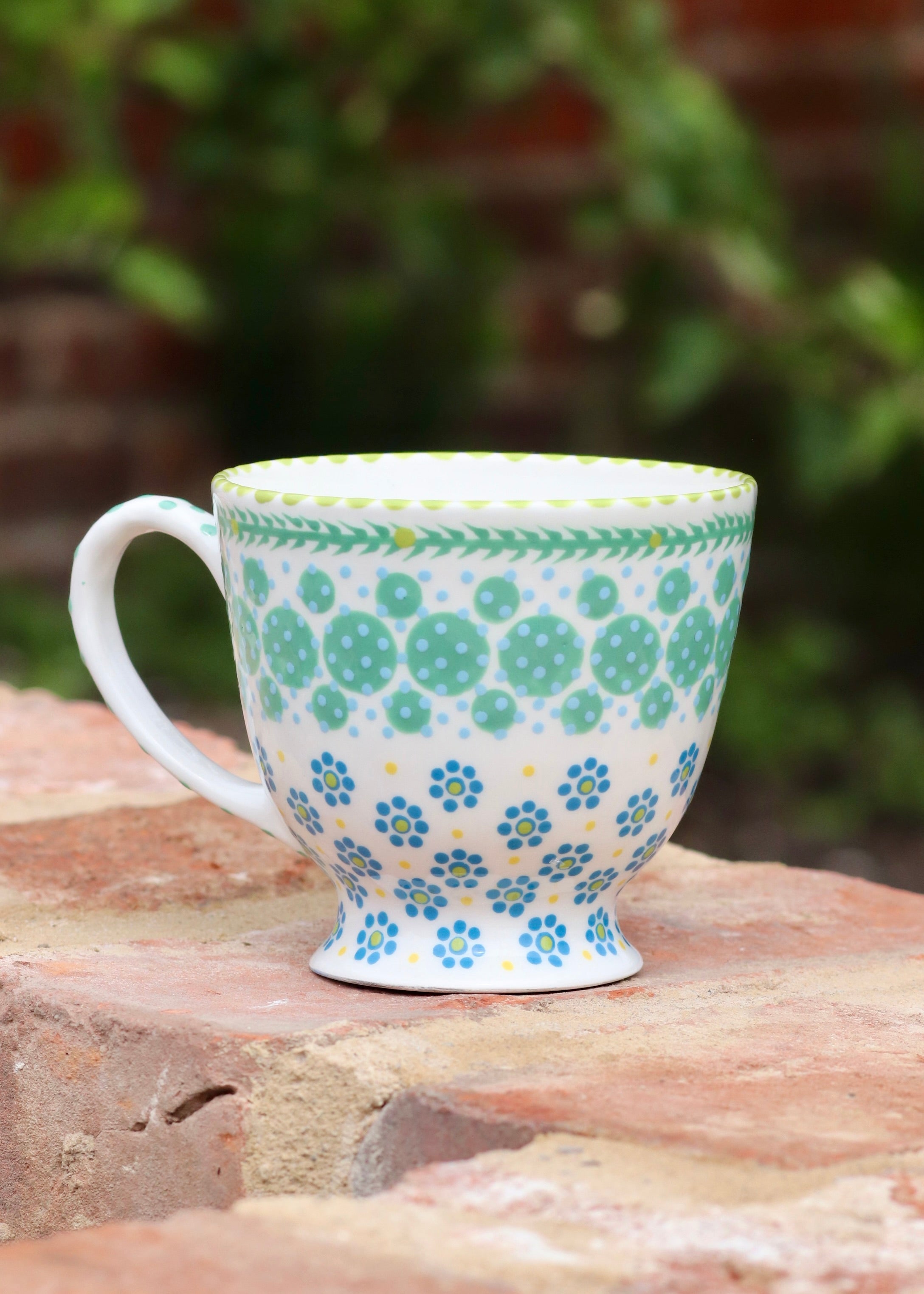 Time for Tea Cup - White and Teal
