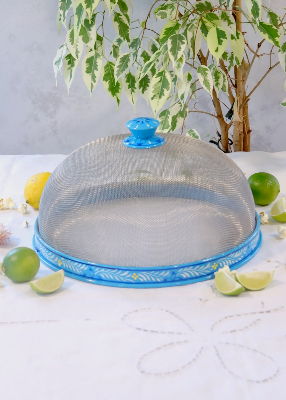 Hand Painted Dome Food Cover- Blue