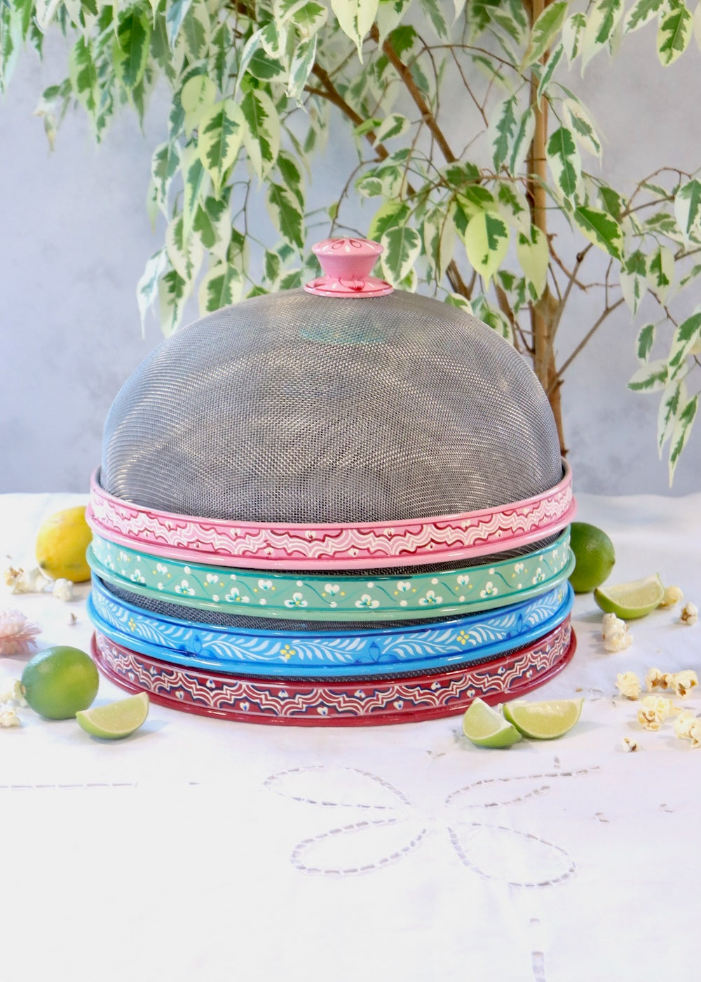 Hand Painted Dome Food Cover- Olive