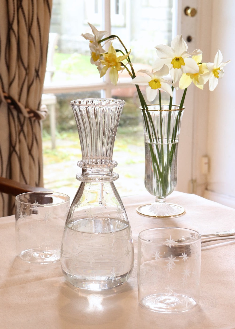 Carafe and Glass Set  - Etched Glass