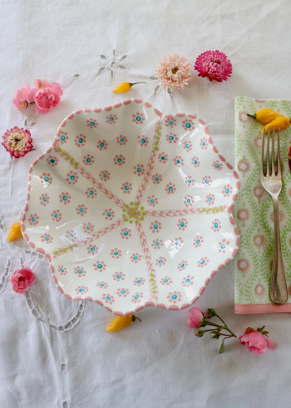 Pasta Bowl - White & Pink