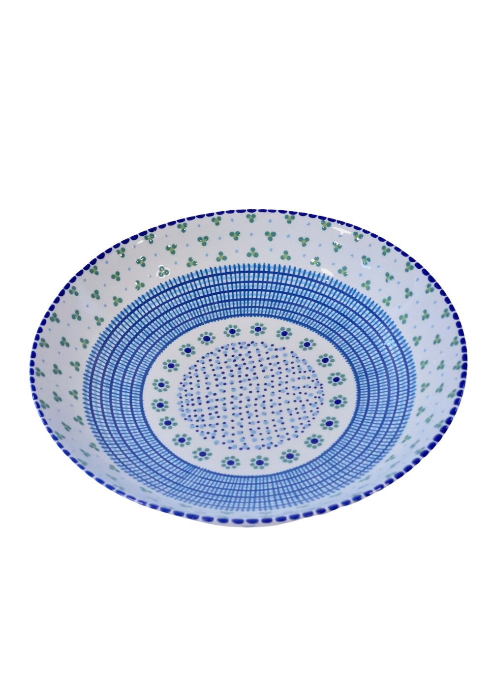 Olivia Fruit Bowl - White & Blue