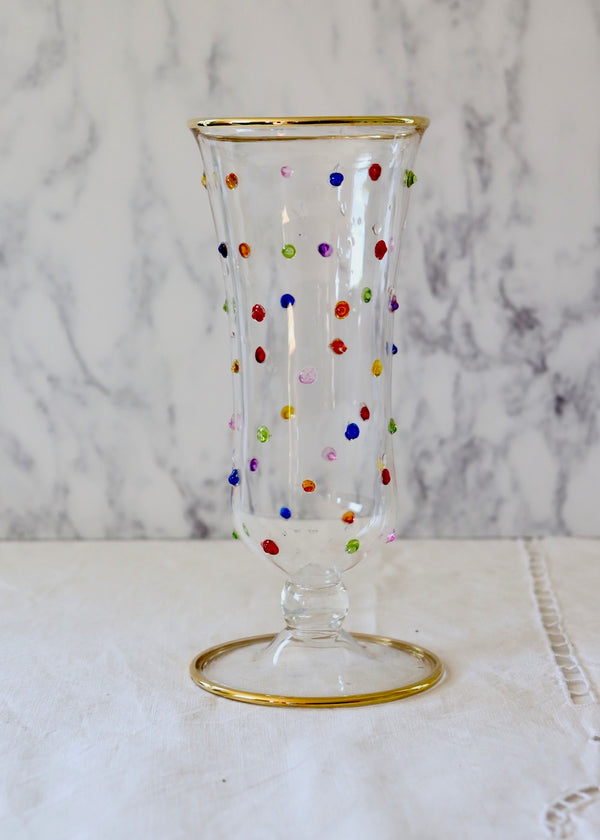 Tall Glass Vase - Dotty Rainbow