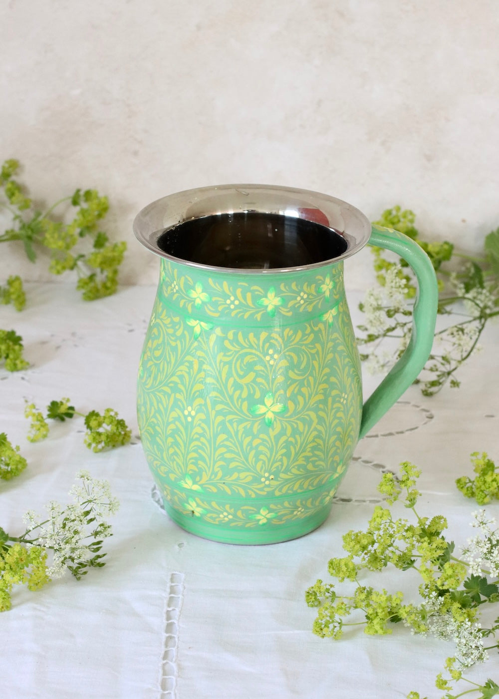Painted Water Jug- Olive
