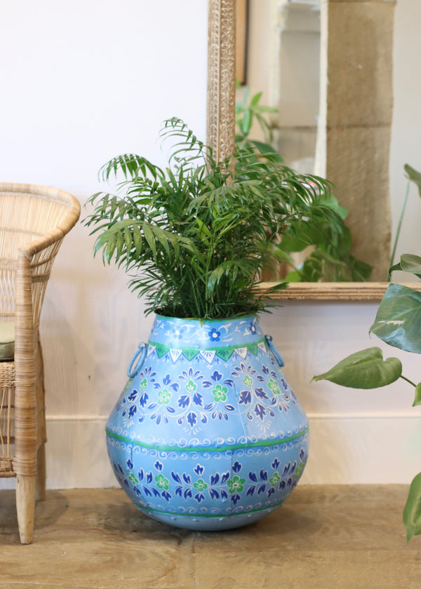 Decorative Painted Pot - Blues