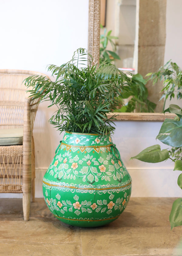 Decorative Painted Pot - Garden Green
