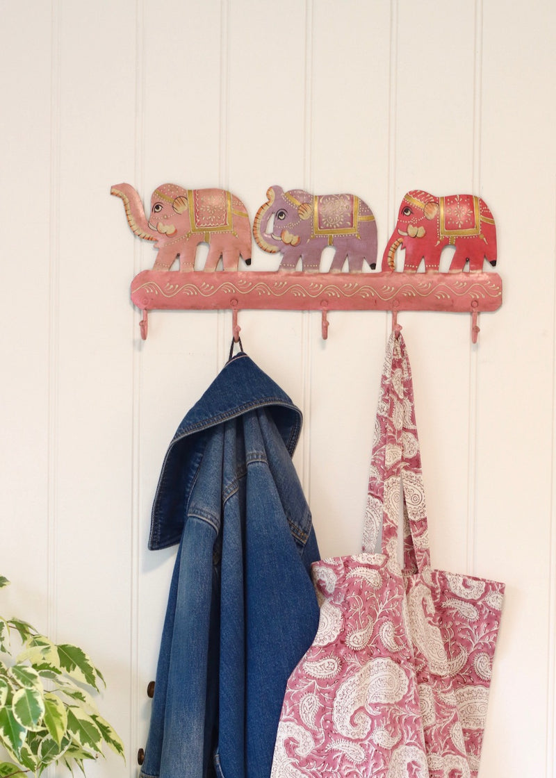 Three Elephant Hook - Pink