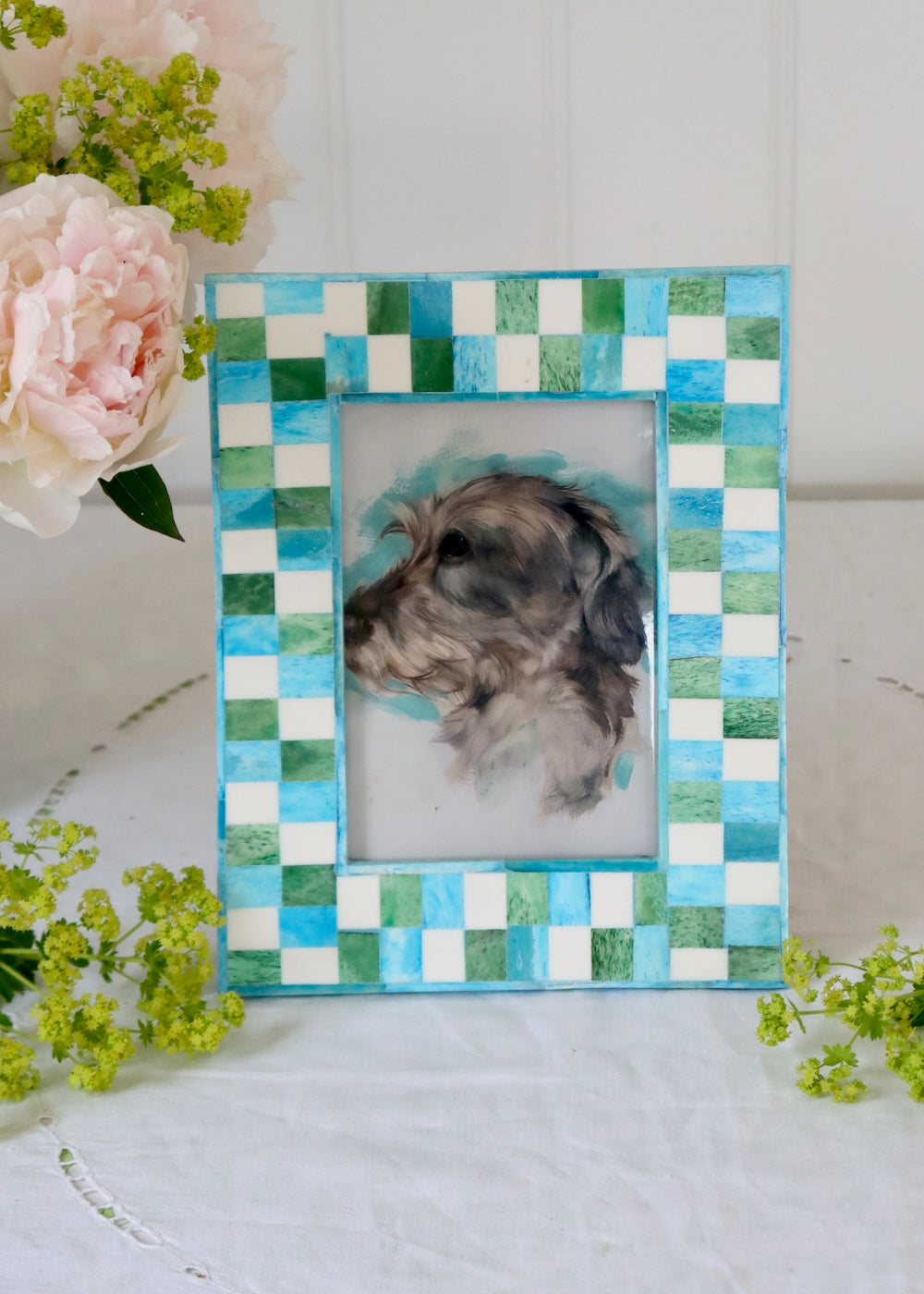 Photo Frame - Blue & Green Checkerboard