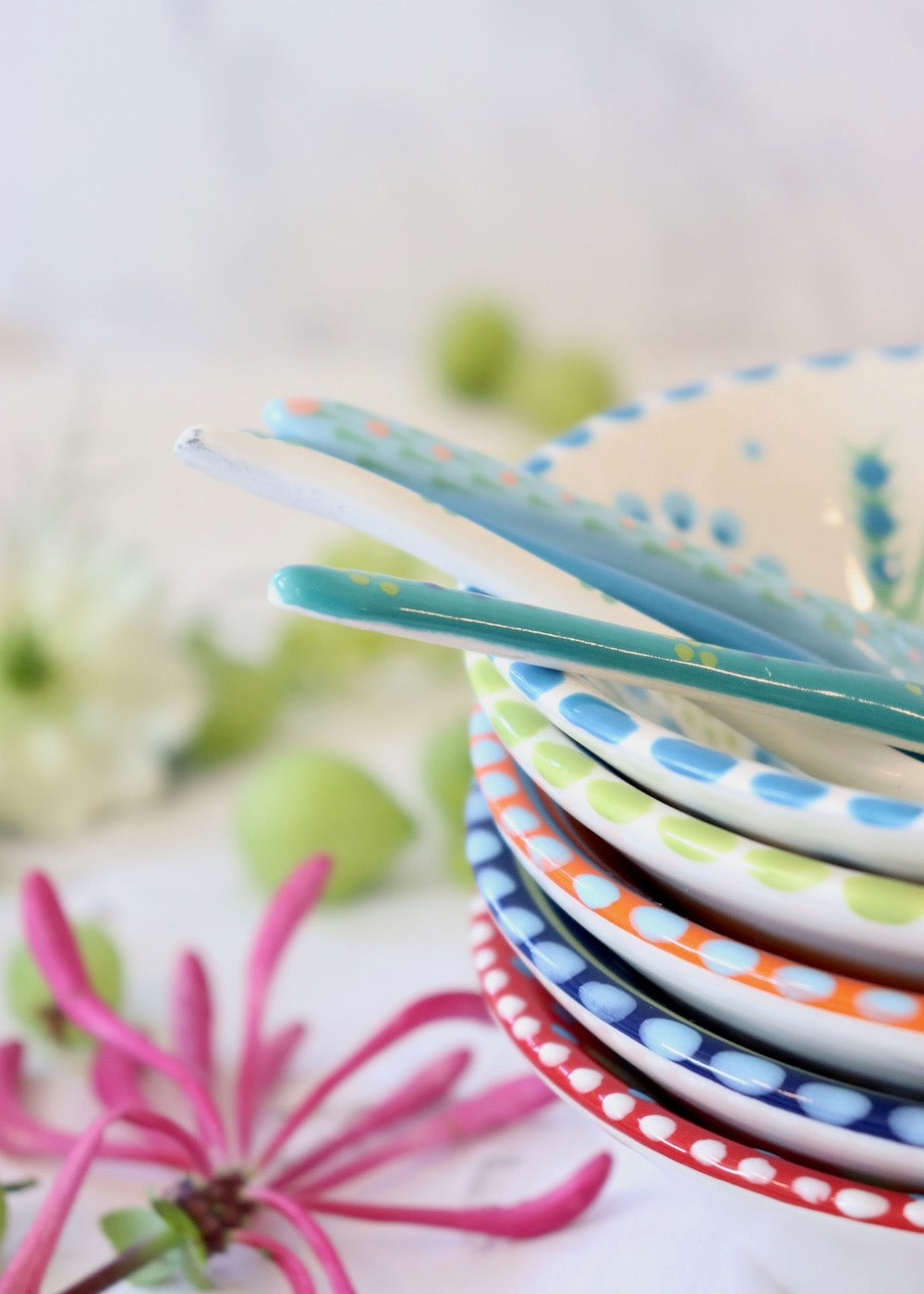 NEW IN: Nut Bowl - SET of 3 White & Teal