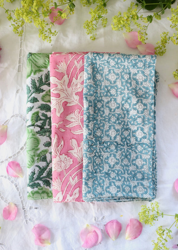 Large Hankies - Green Pink & Blue