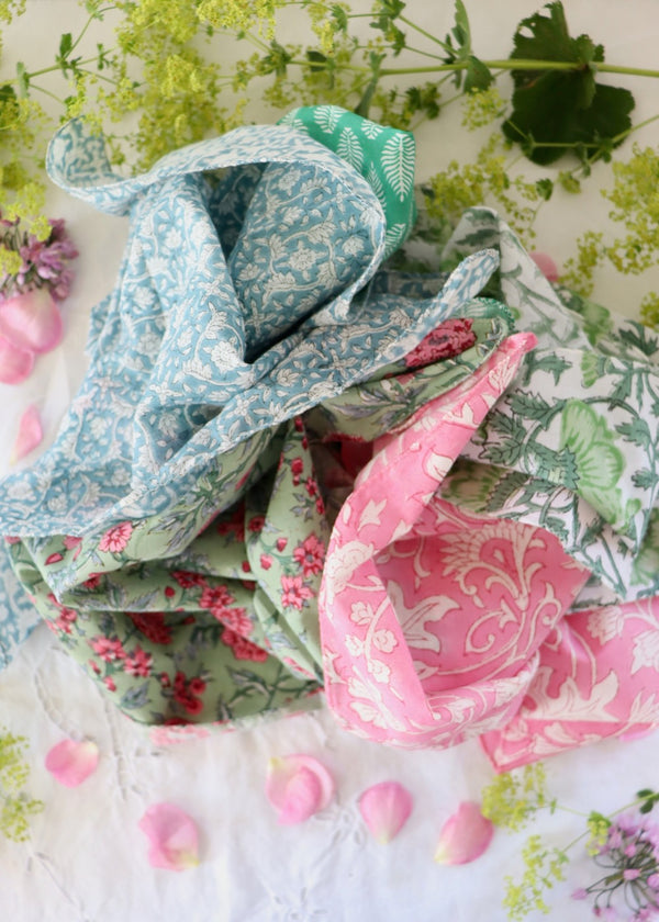 Large Hankies - Green Pink & Blue