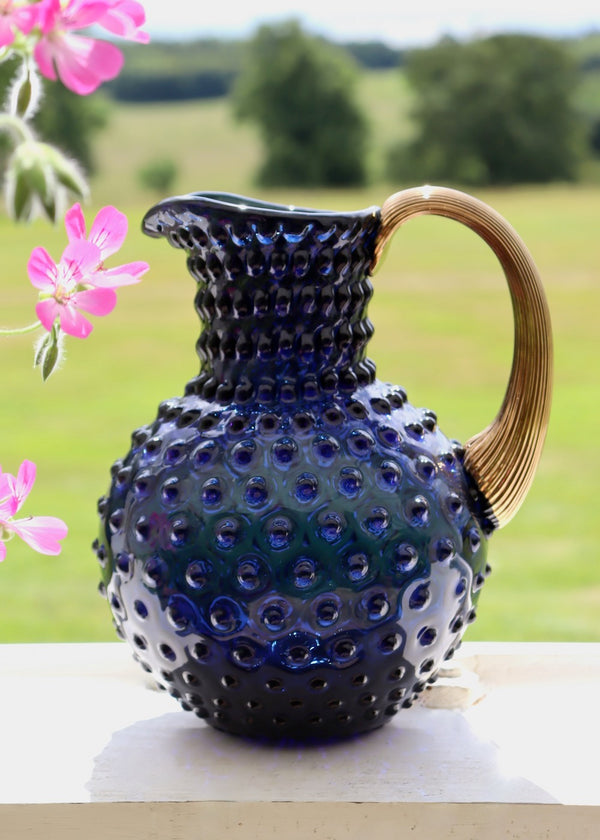 NEW IN: Hobnail Water Jug- Deep Blue & Gold