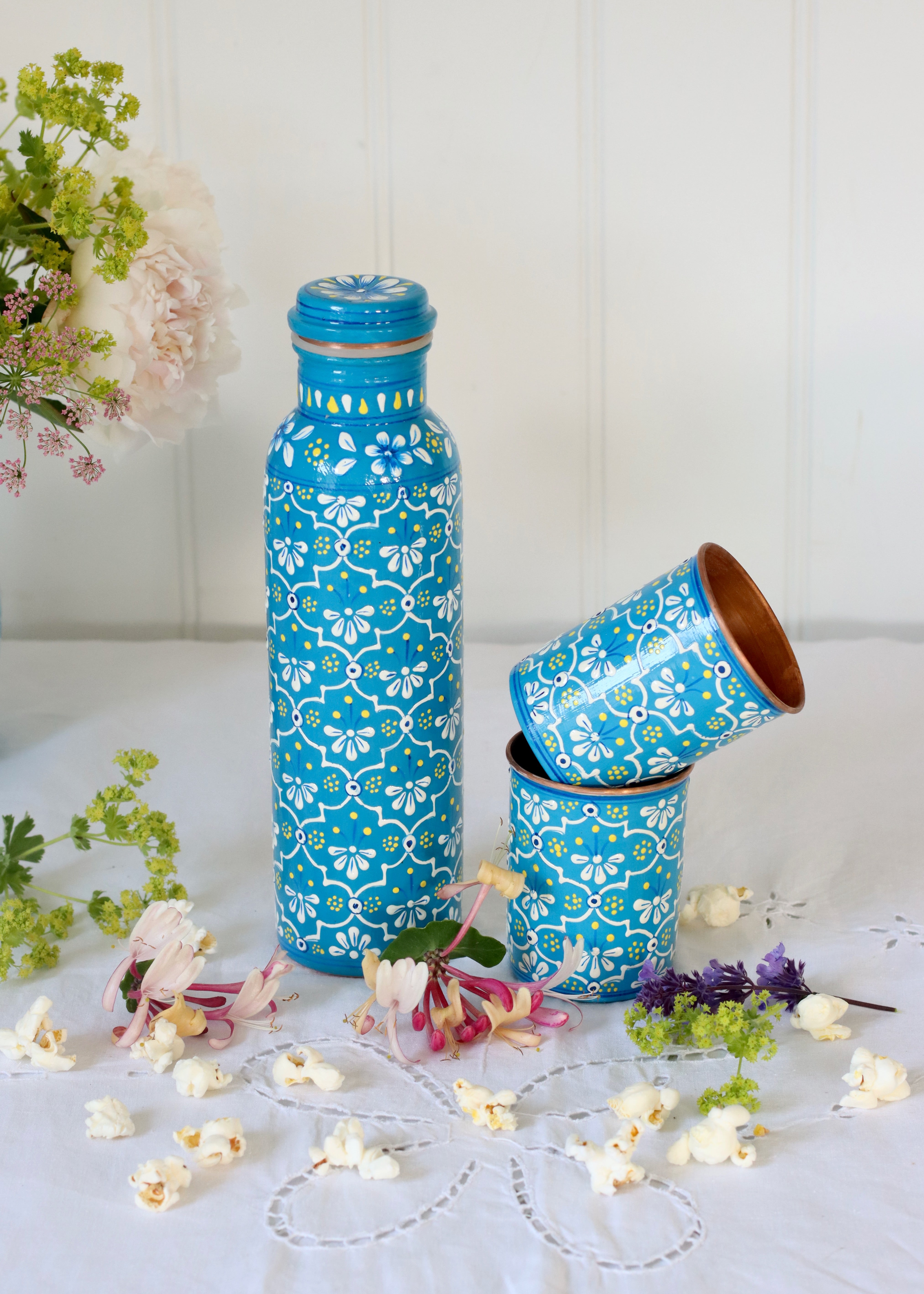 Hand Painted Water Bottle- Turquoise