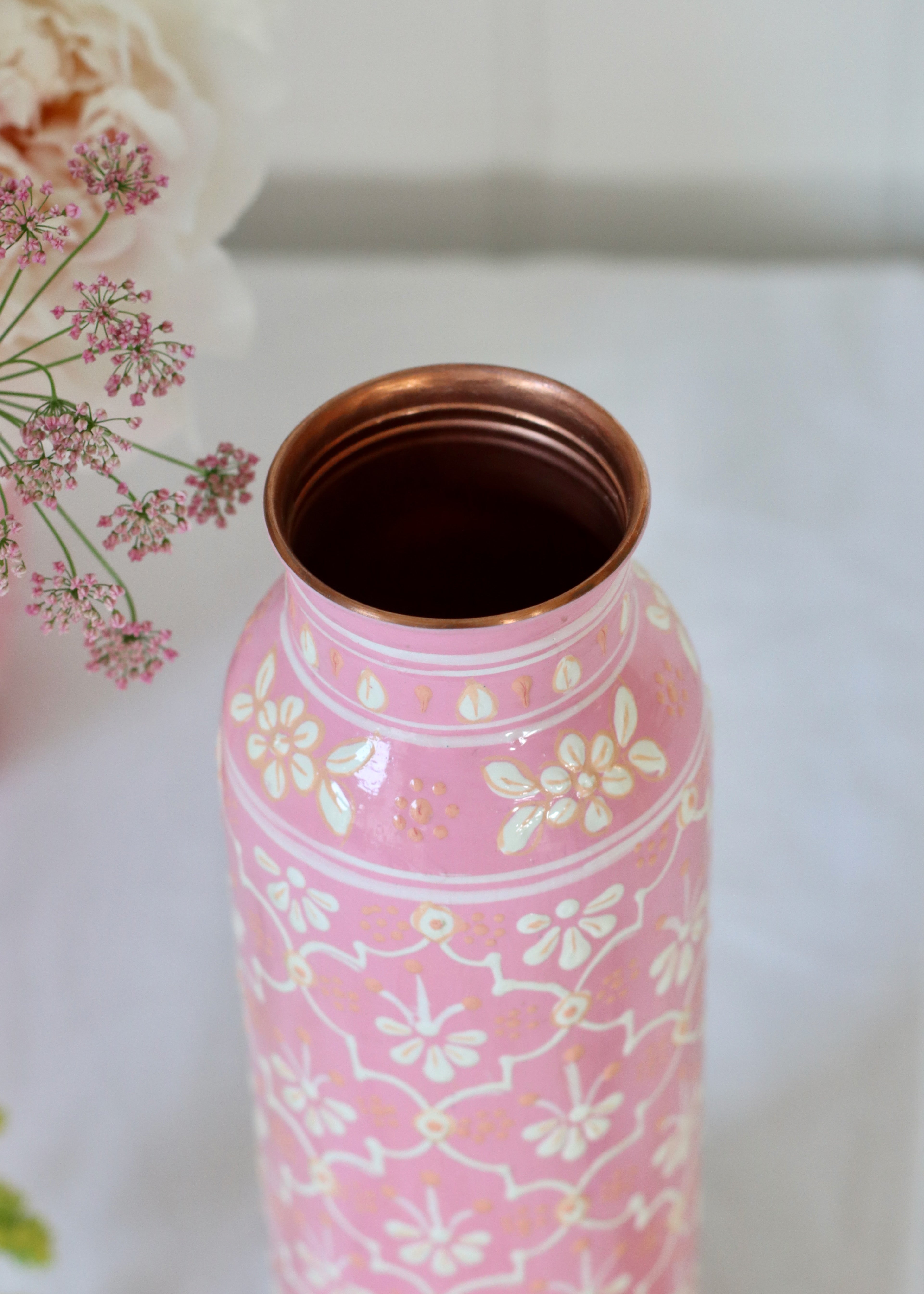 Hand Painted Water Bottle- Soft Pink