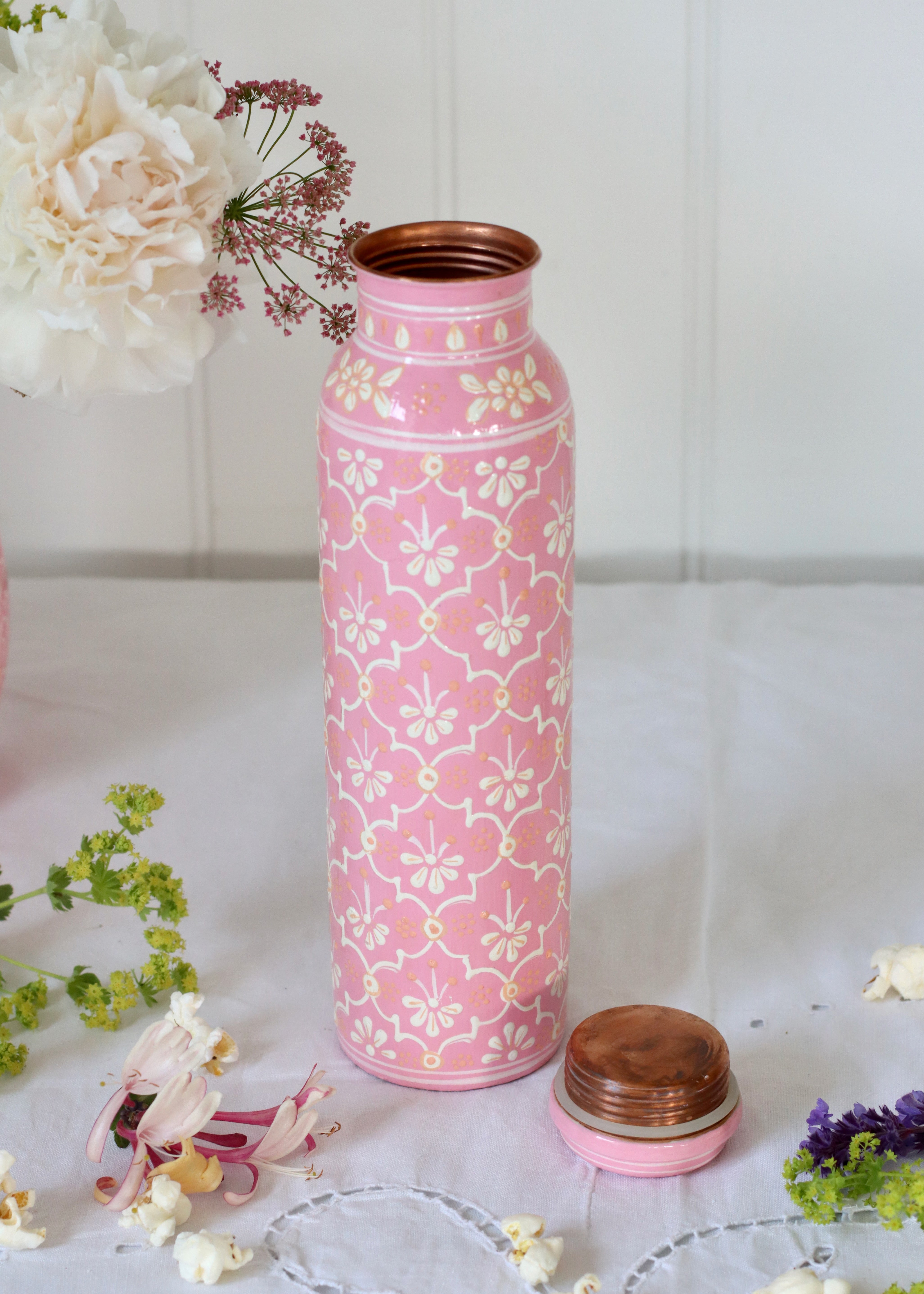 Hand Painted Water Bottle- Soft Pink