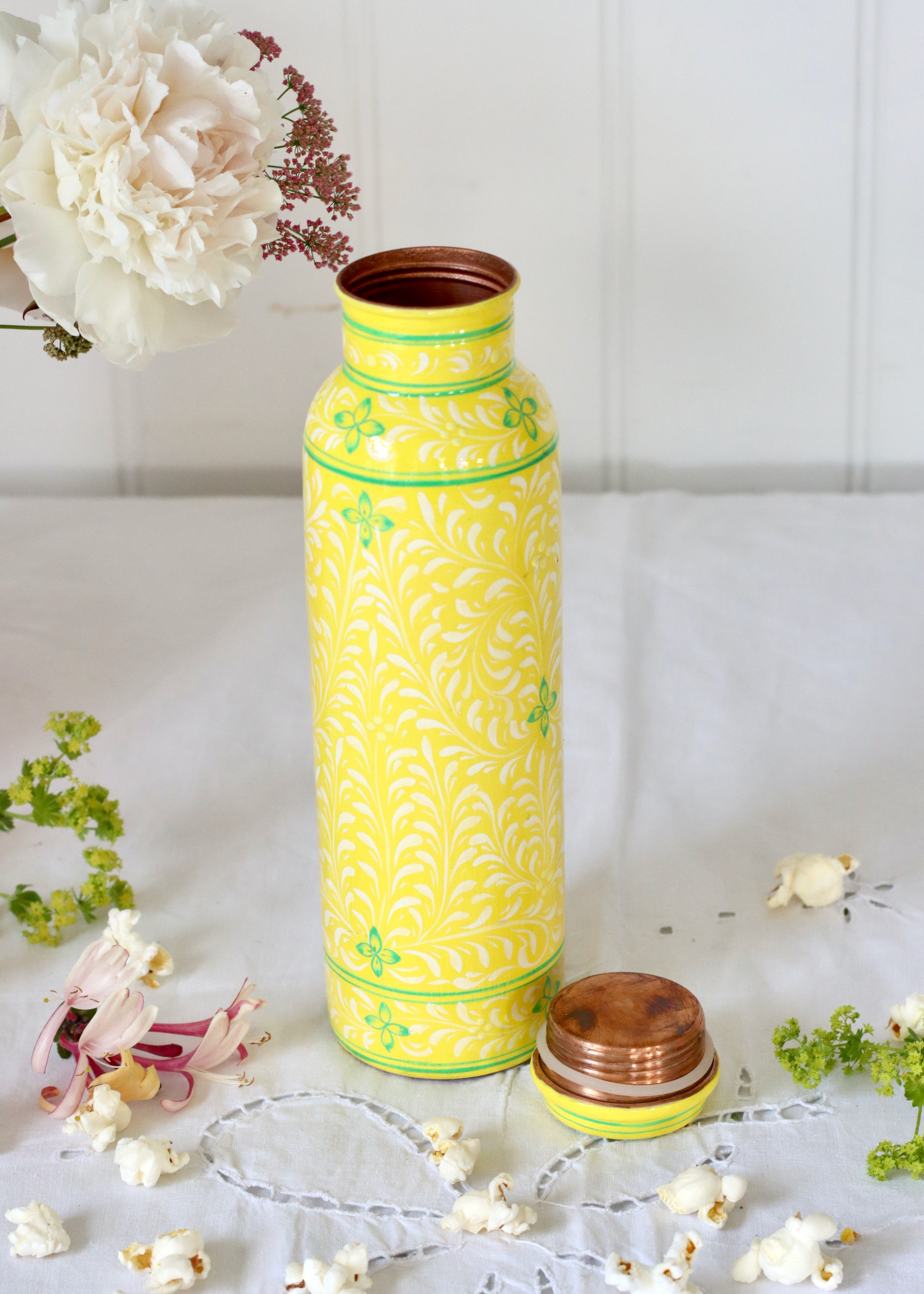 Hand Painted Water Bottle- Yellow