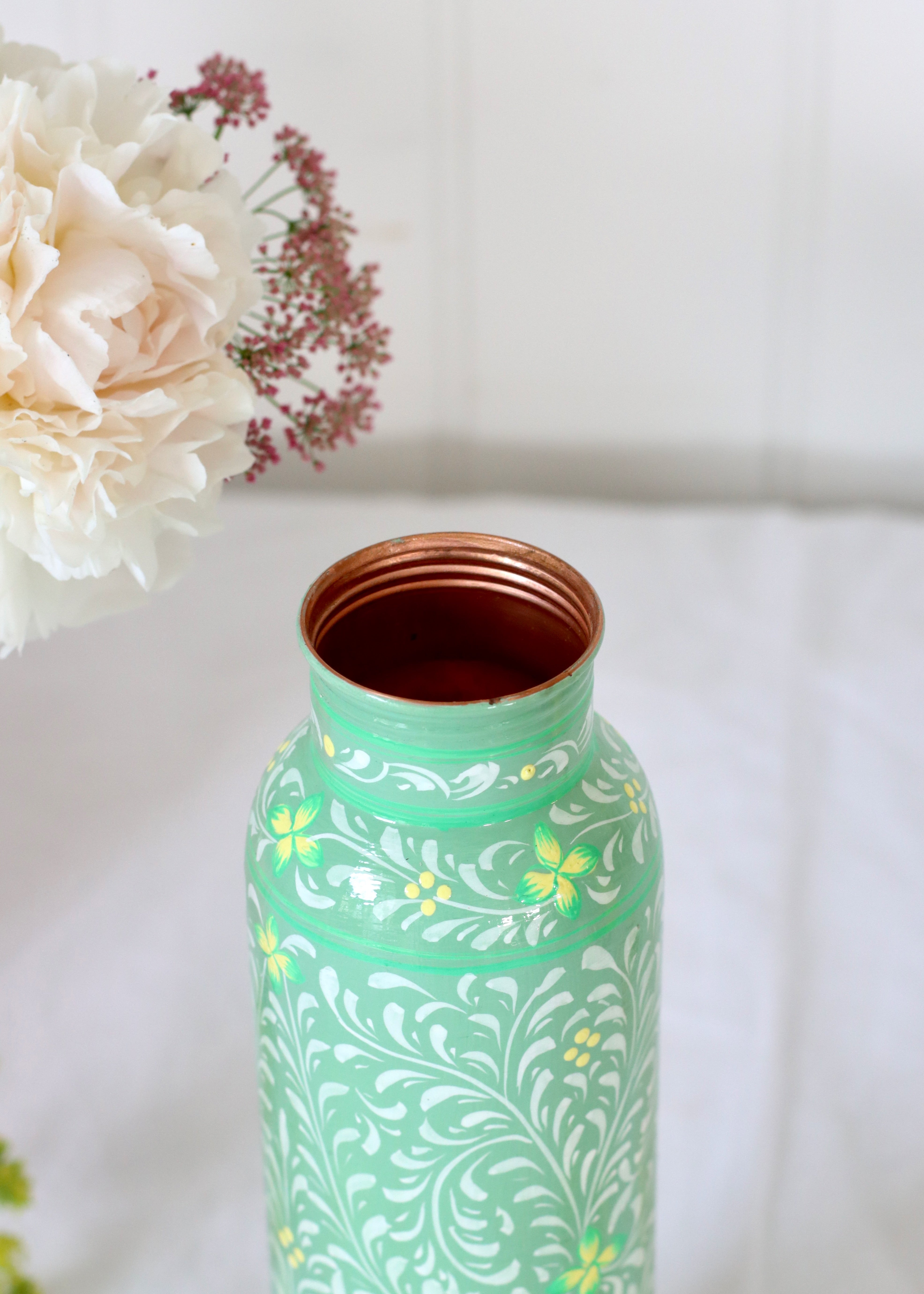 Hand Painted Water Bottle -Green