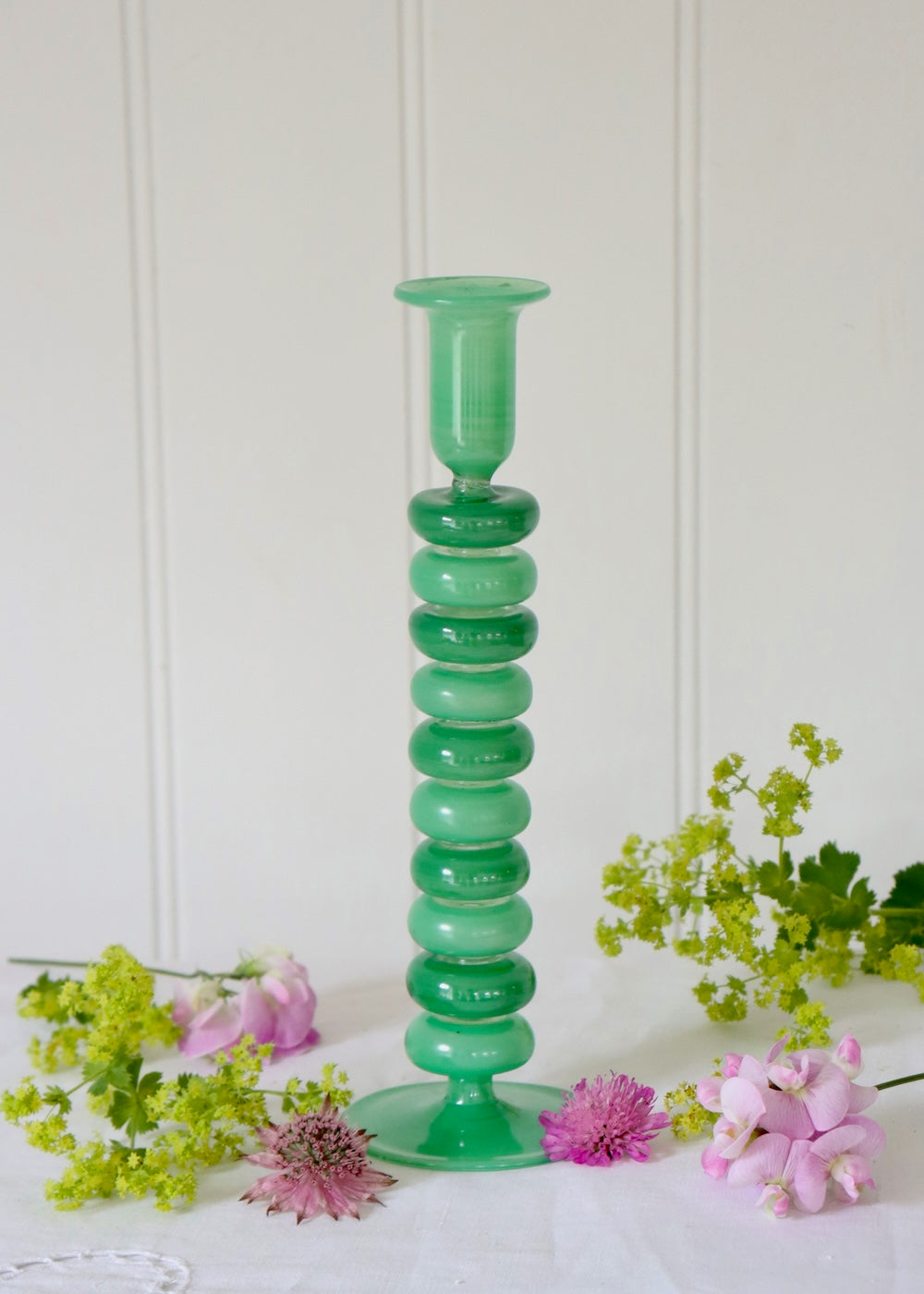 Sea Pebble Candlestick- Greens- Tall