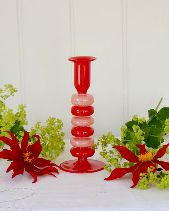 Sea Pebble Candlestick Pink & Red - Small