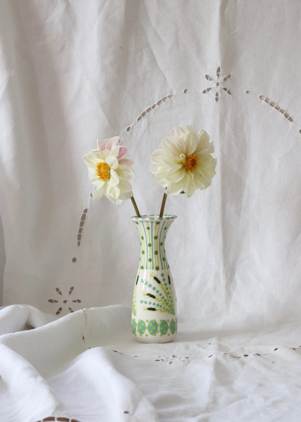 Bud Vase - White and Green
