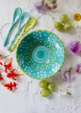 NEW IN: Nut Bowl - Teal with Pale Blue Flowers