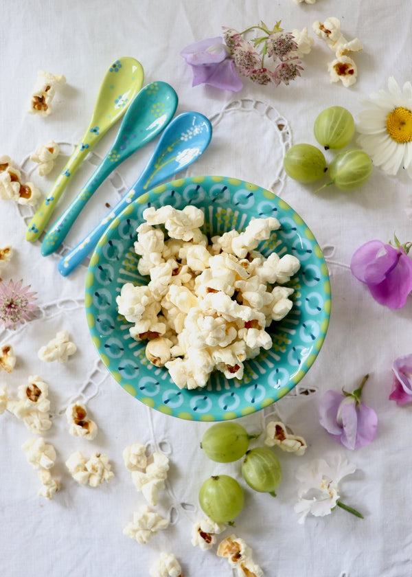 NEW IN: Nut Bowl - Teal with Pale Blue Stripes