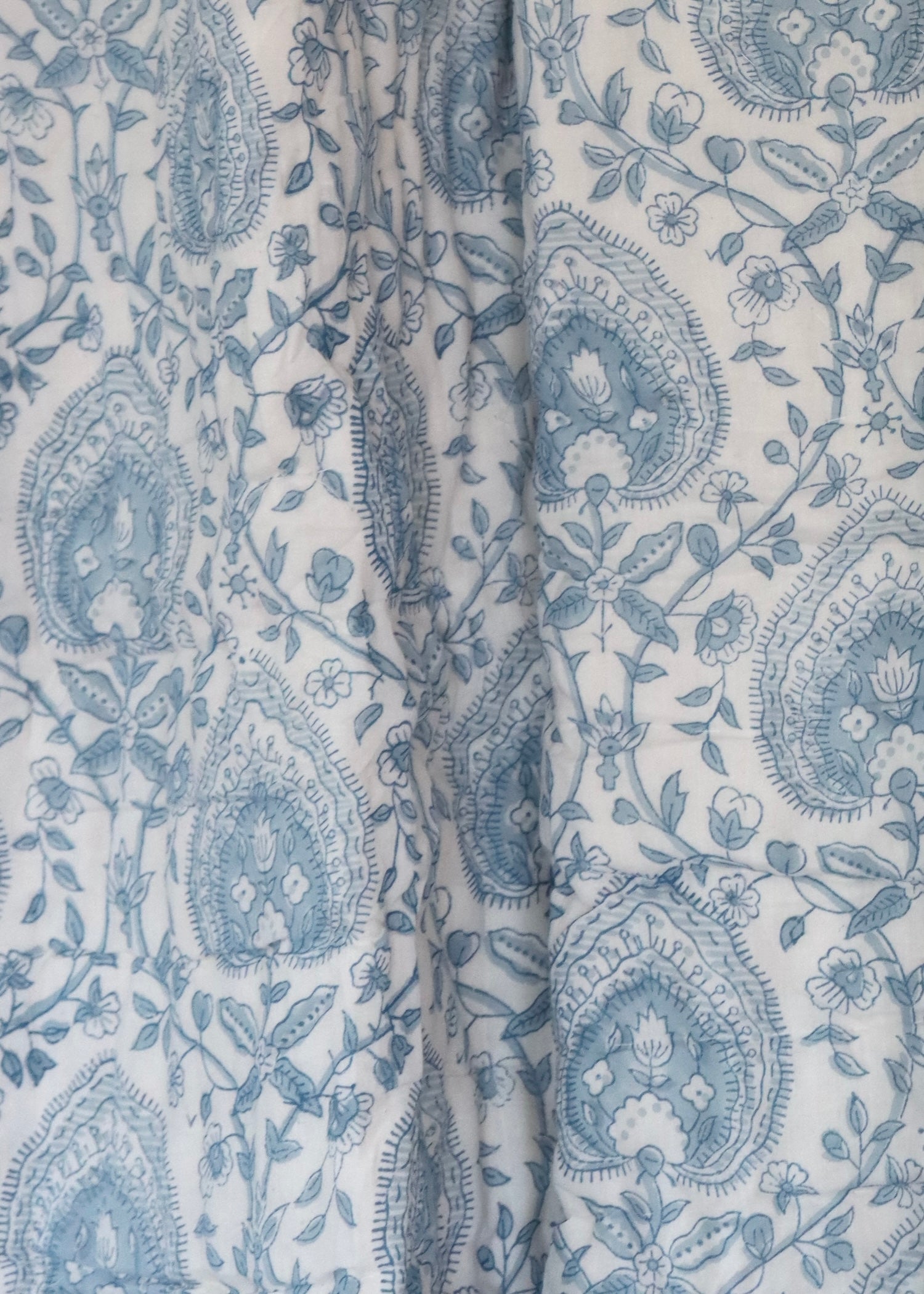 Hand block Printed Quilt - Dusty Blue