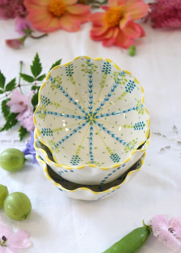 Tweeling Ramekin - White, Turquoise & Lime
