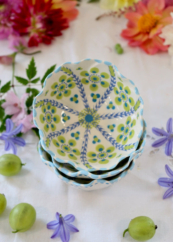 Tweeling Ramekin -  White, Lime & Teal