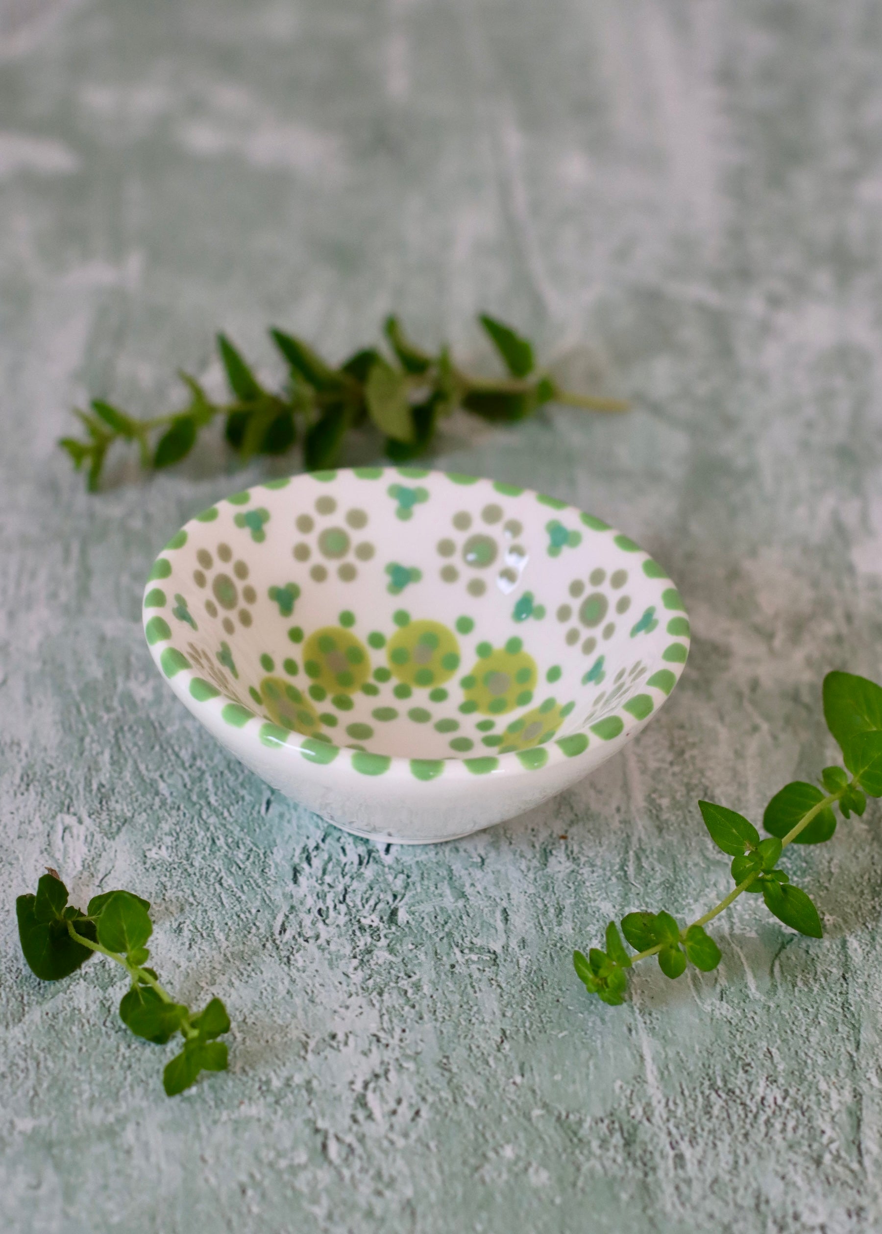 Salt Dish - White and Green
