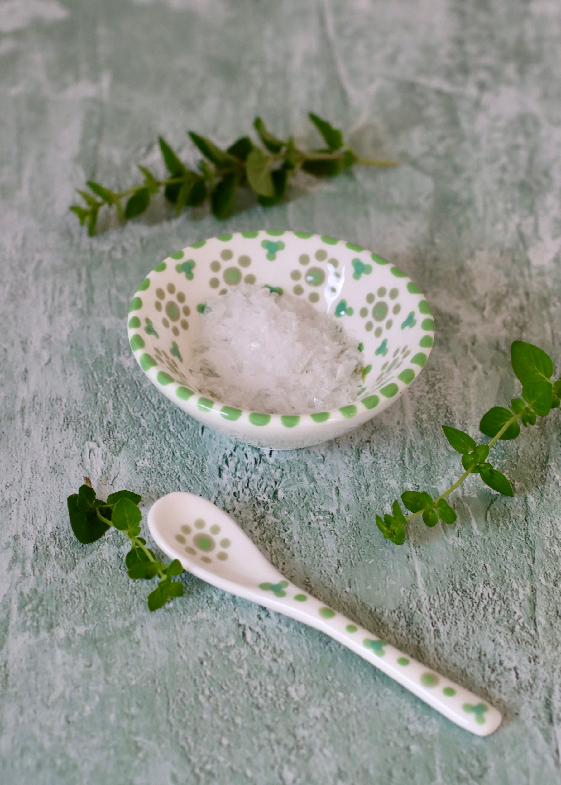 Salt Dish - White and Green