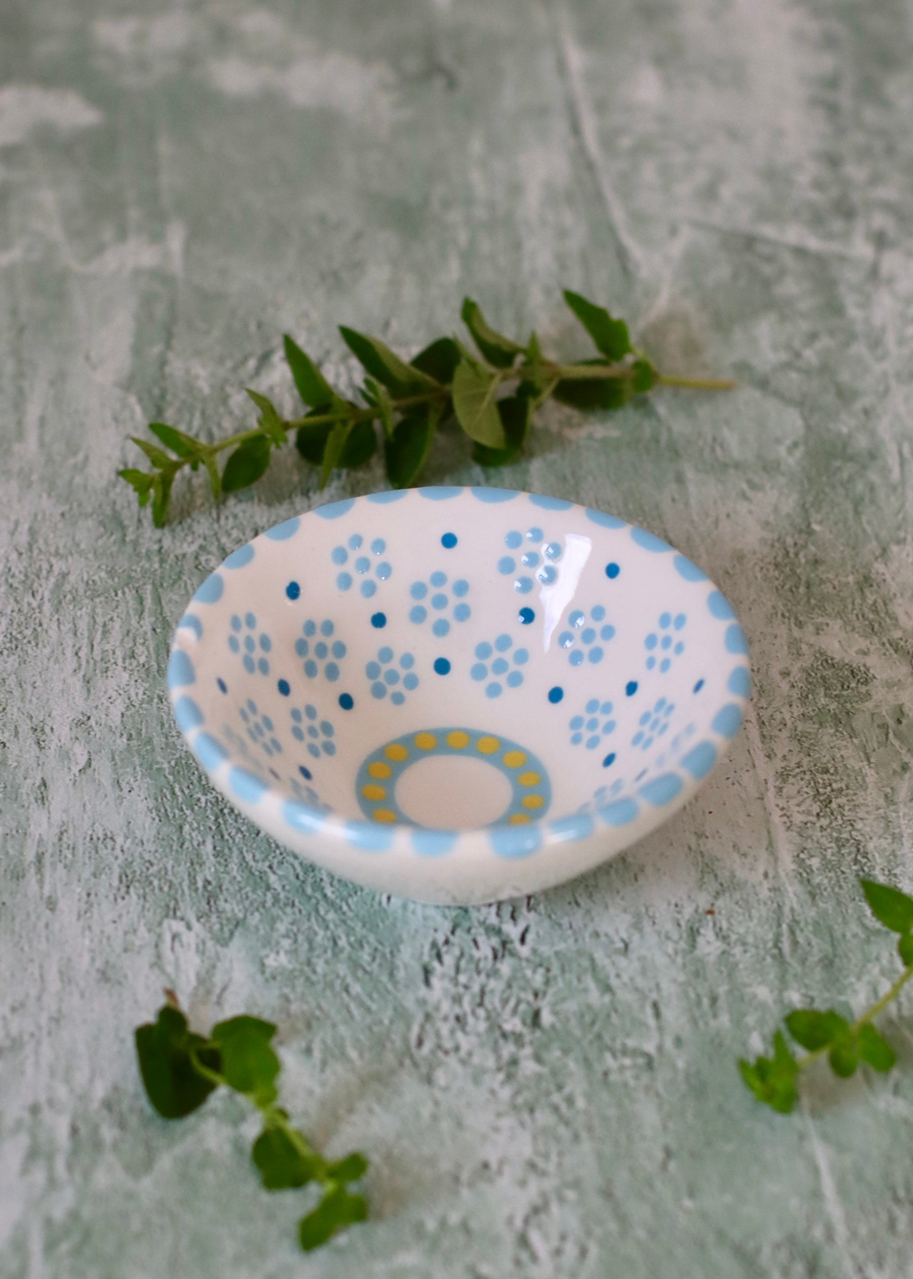 Salt Dish - White and Blue